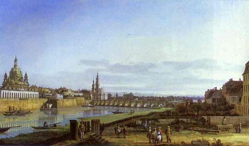 Bernardo Bellotto Dresden from the Right Bank of the Elbe above the Augustus Bridge Germany oil painting art